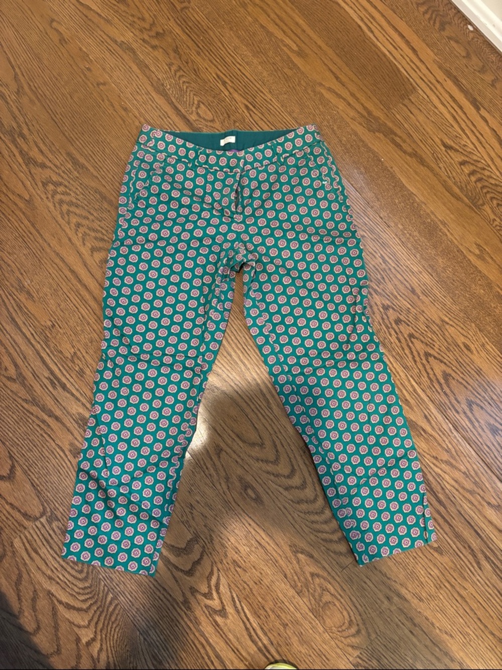 J. Crew Teal Printed Ankle Jeans